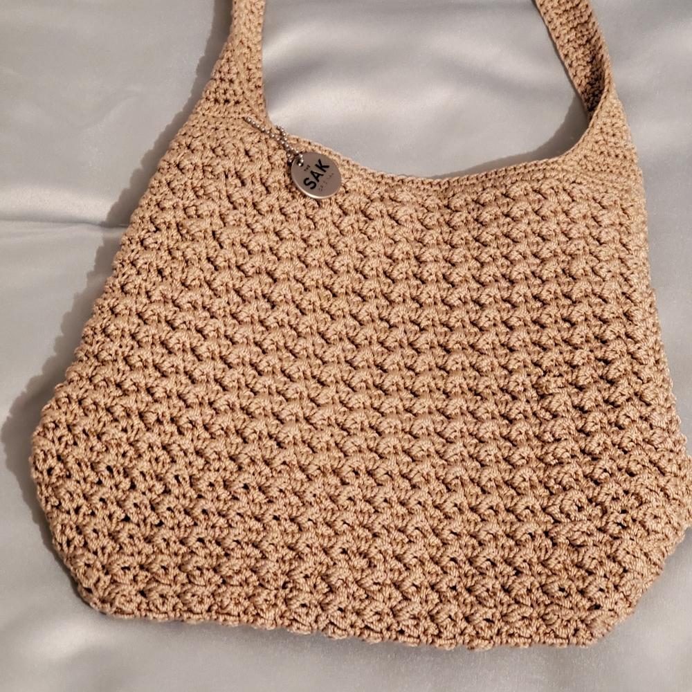 VNTG SAK Tan Crocheted Shoulder Purse handbag
